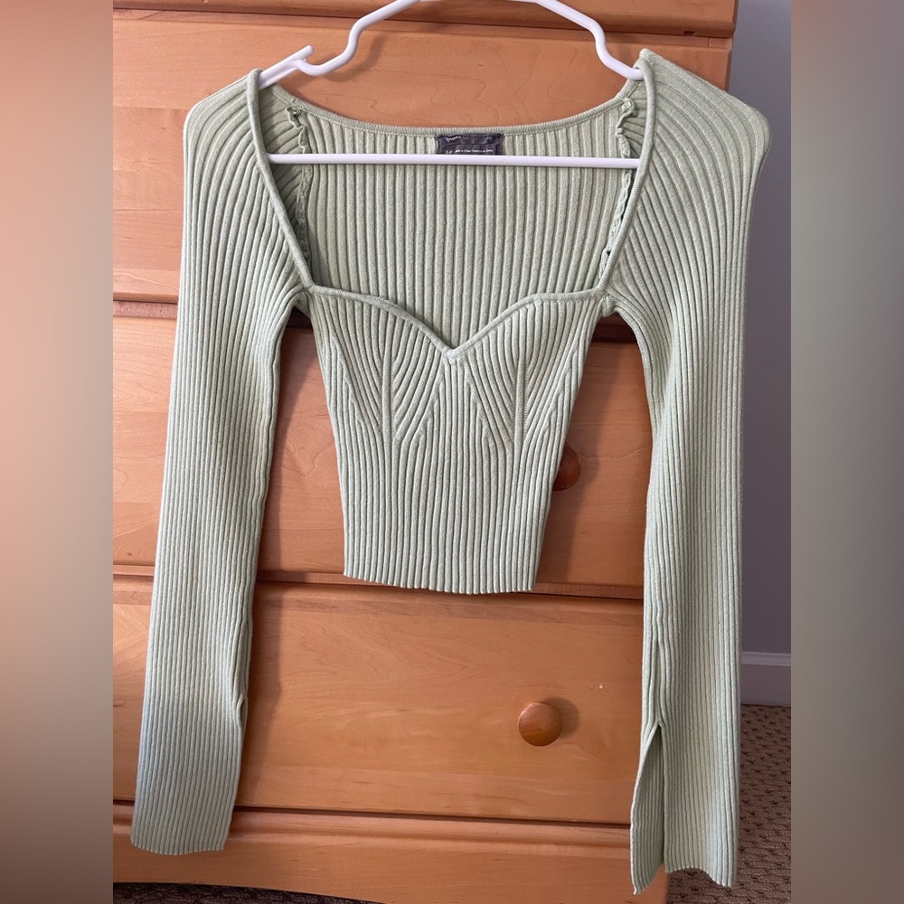 Sage Green Urban Outfitters Ribbed Sweater